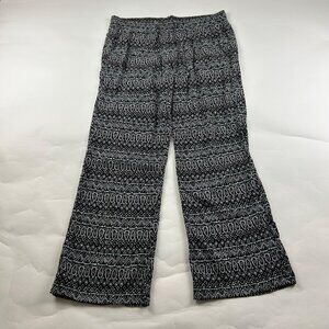 Old Navy Black White Batik Print Challis Wide Leg Pant L